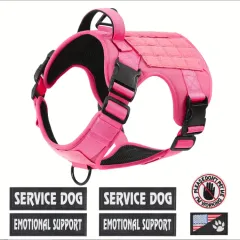 Hiphoppet US Local Tactical Service Dog Harness Vest Adjustable Reflective No Pulling Large Dog Harness With Metal Buckle - Pink - View 1