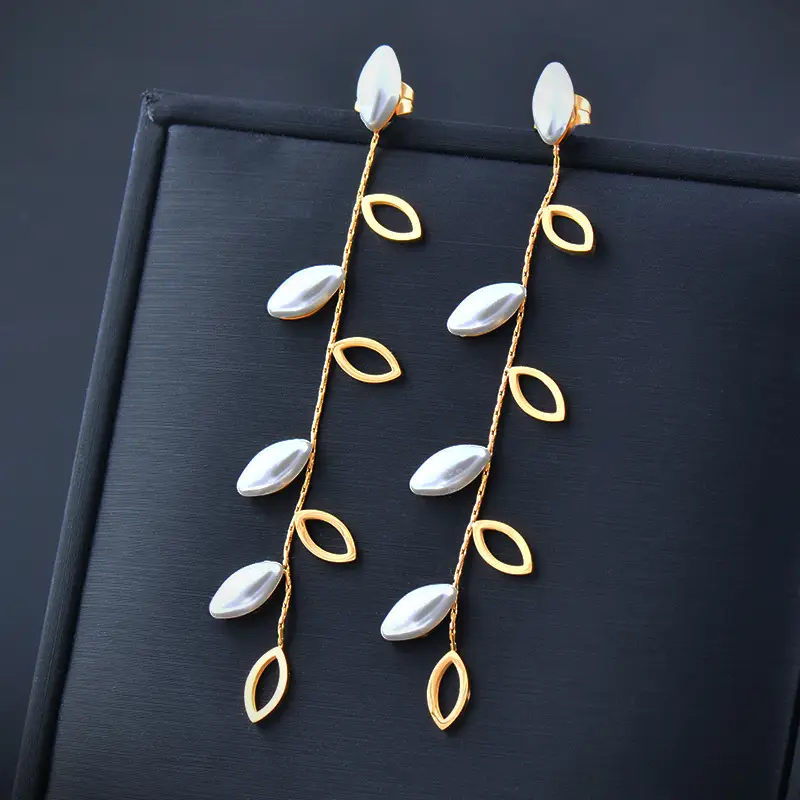 Titanium Baroque Pearl Stainless Steel Earrings