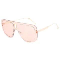 Women's Fashion Creative Personality Metal Double Beam Sunglasses - Pink - View 1