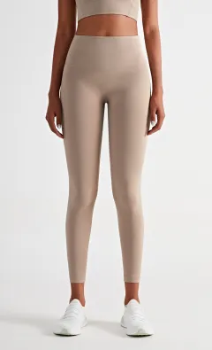 High Waist No T Tipped Thin Anti-Rolling Peach Leggings - Gravel - View 1