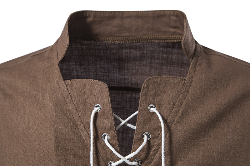 Men's Cotton Linen Shirts Long Sleeve Solid Color - 25