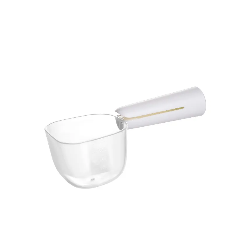 Pet Food Spoon Transparent With Scale Measurement - White