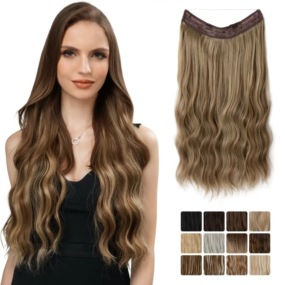 Women Corn Curler Fishing Thread Long Curly Hair Wig
