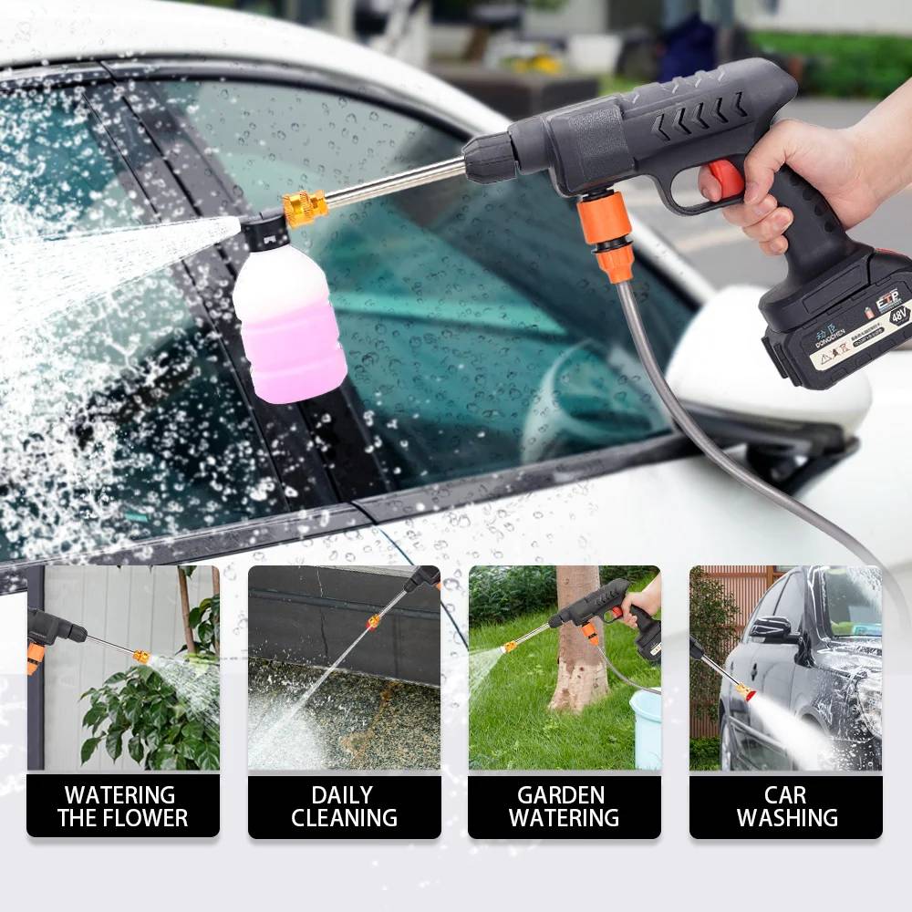 2 Battery Cordless Car High Pressure Washer Jet Water Wash Cleaner Gun Portable 18