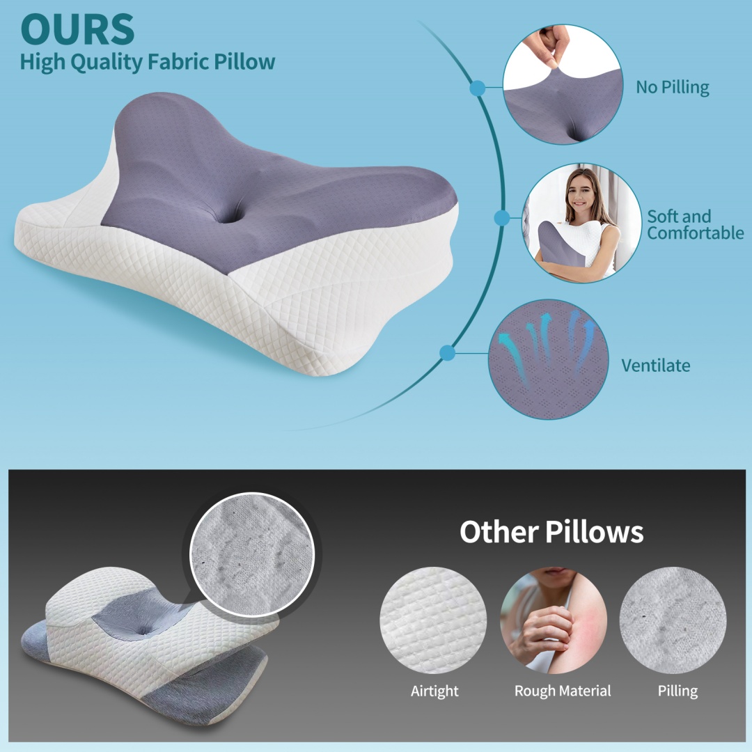 Cervical Neck Pillow, Cooling Ergonomic Memory Foam Pillows  Dual Height Orthopedic Support Contour Pillow For Side — foto 20