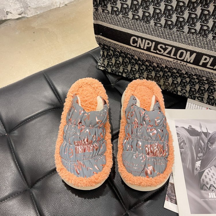 Soft soled Cotton Slippers With Poop feeling Non slip Thick Sole Orange - Shop at LoveMi