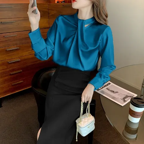 Women's New Fashion Chiffon Shirt Blue Top - Shop at LoveMi