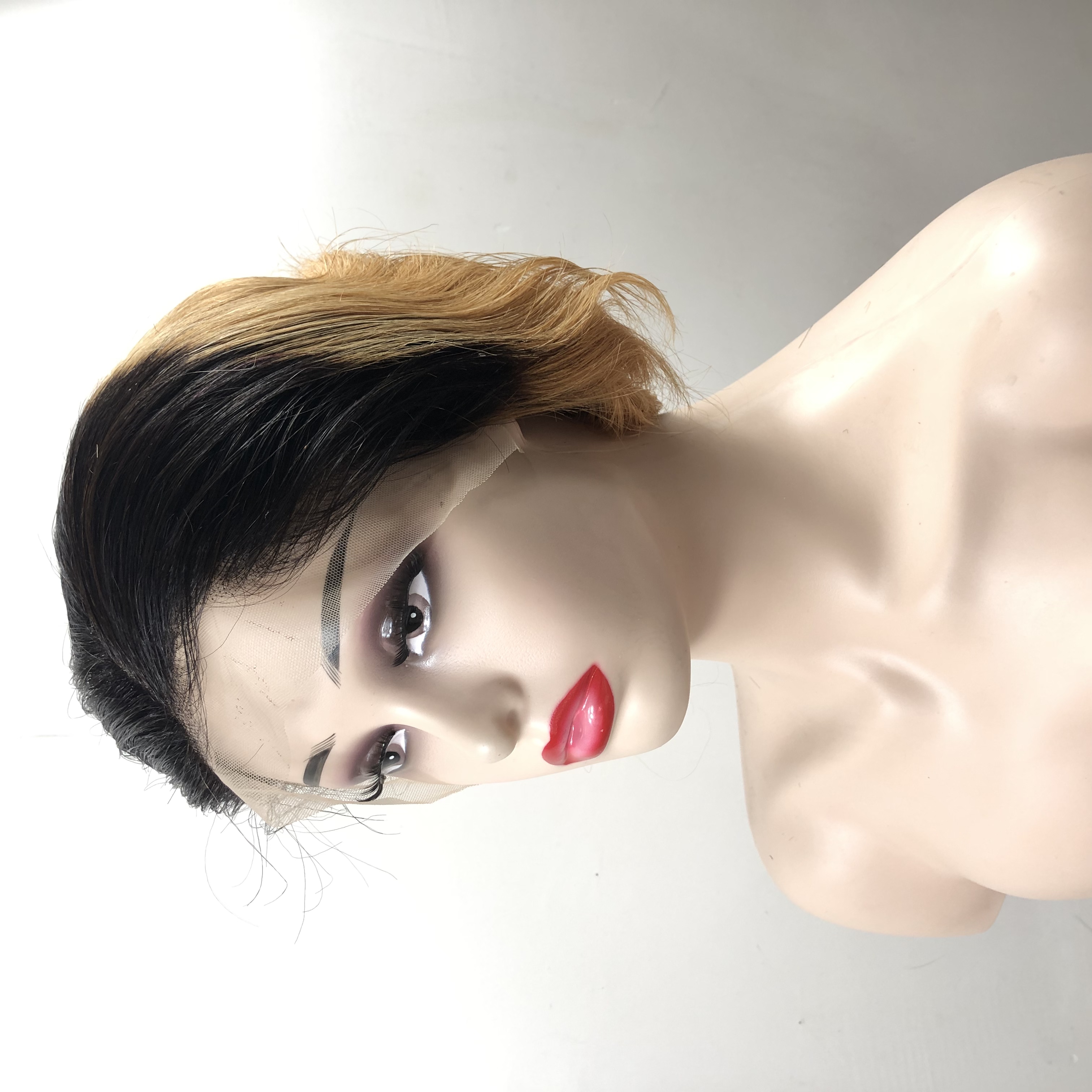 Wave Head Non toxic Wig, Short Straight Hair, Human Hair Without Glue, 13x4 HD Lace, Front Hair, Front Brown Wave Head Wig 1Bor30 - Shop at LoveMi