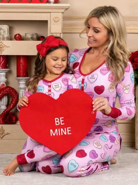 Valentines Day Love Print Casual Home Pajamas Parent Child
