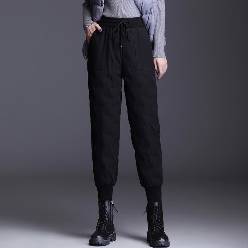 Down Cotton Trousers Women's High Waist Plus Velvet Thick Cotton Trousers