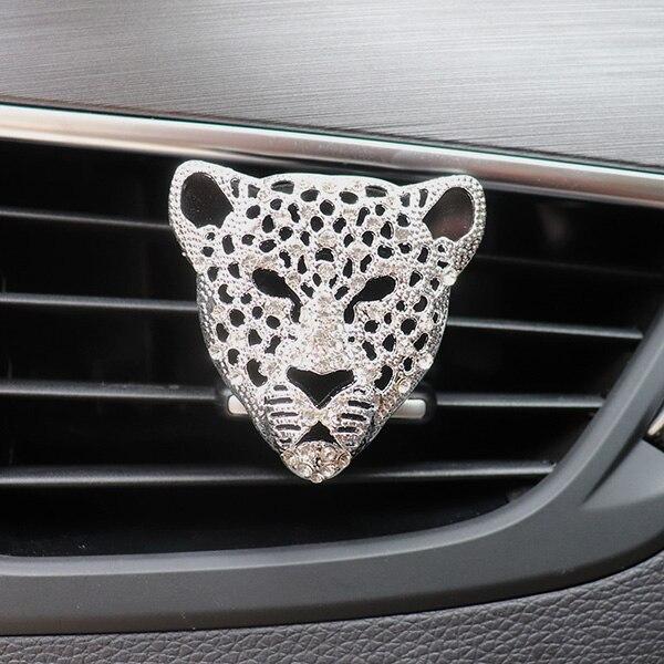 Rhinestone Leopard Head Car Air Outlet Perfume Clip Creative Car Decoration Ornaments