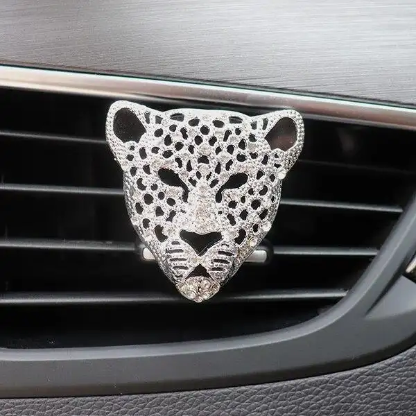 Rhinestone Leopard Head Car Air Outlet Perfume Clip Creative Car Decoration Ornaments