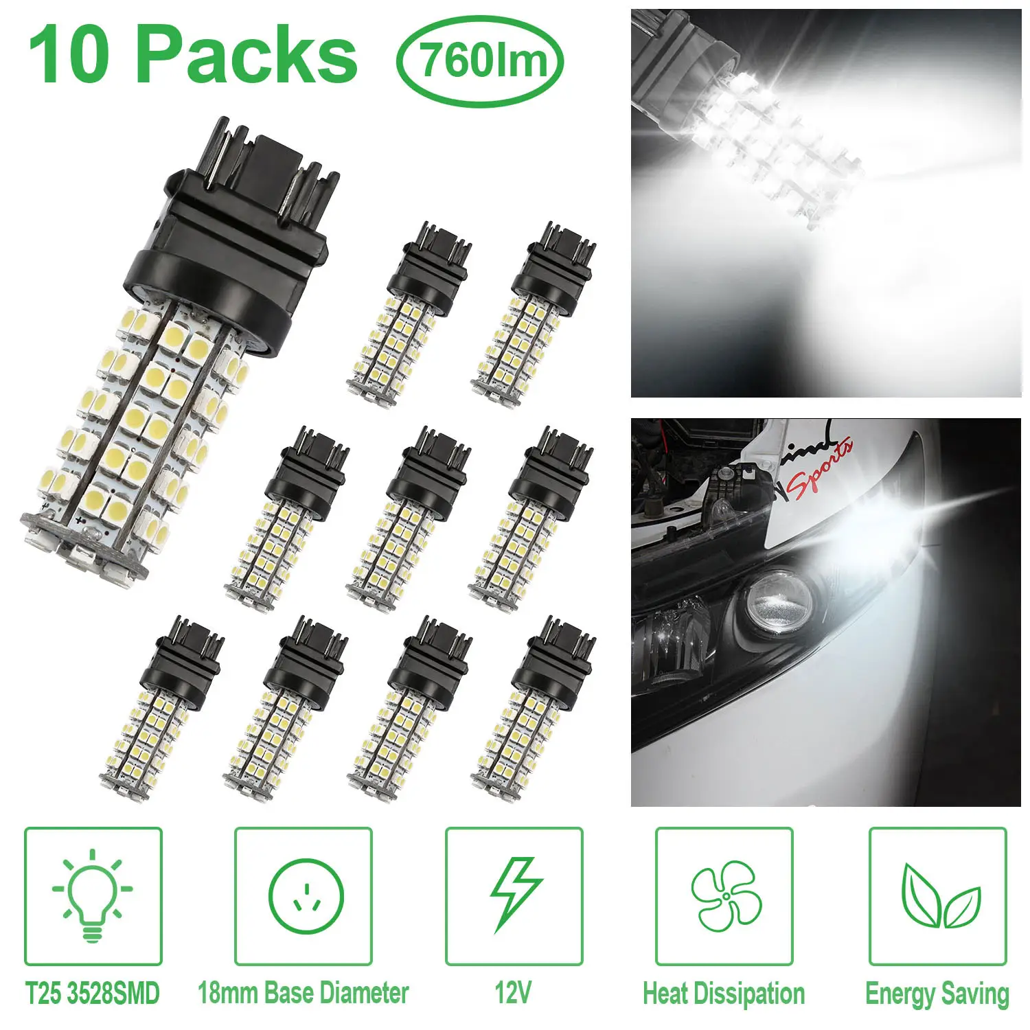 Per Kit LED Car Light Bulbs 760lm