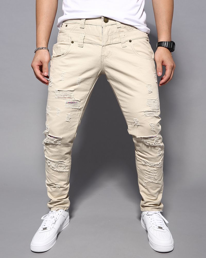 Title 4, Casual cargo broek met dubbele taille en scheur...