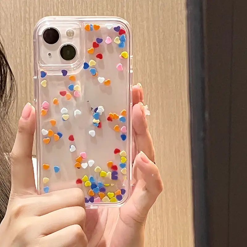 Transparent Color Love Simple Spring Shockproof Phone Case