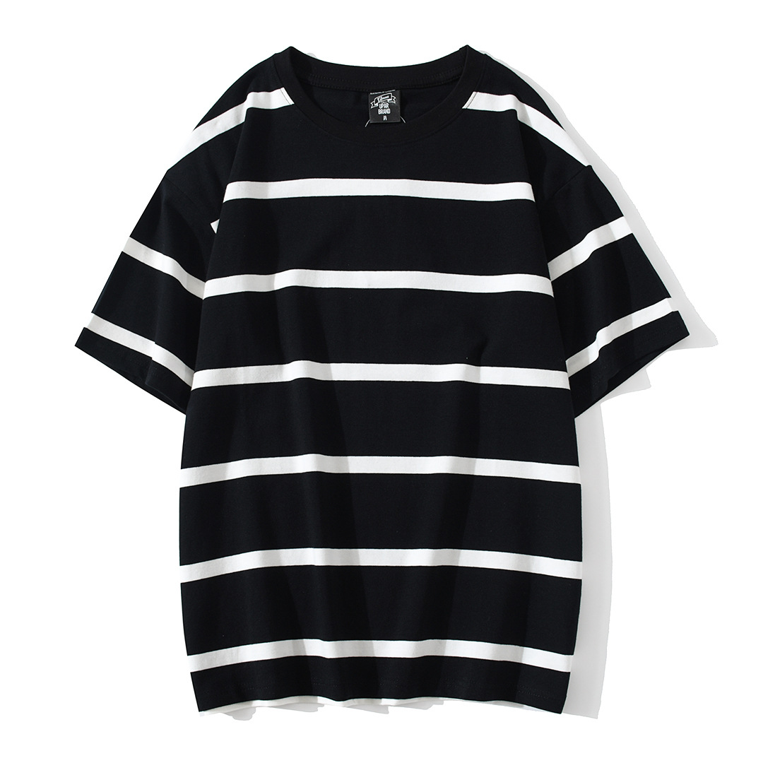 New Striped Short-sleeved T-shirt Men's Fashion Simple And Loose