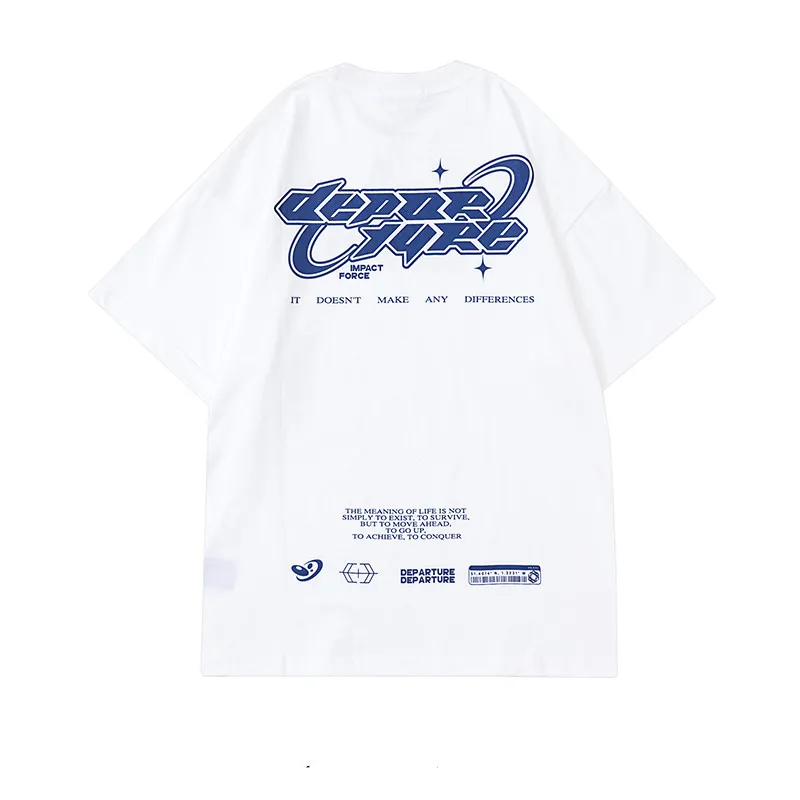Trendy Brand Simple Letter Print Short-sleeved T-shirt - White