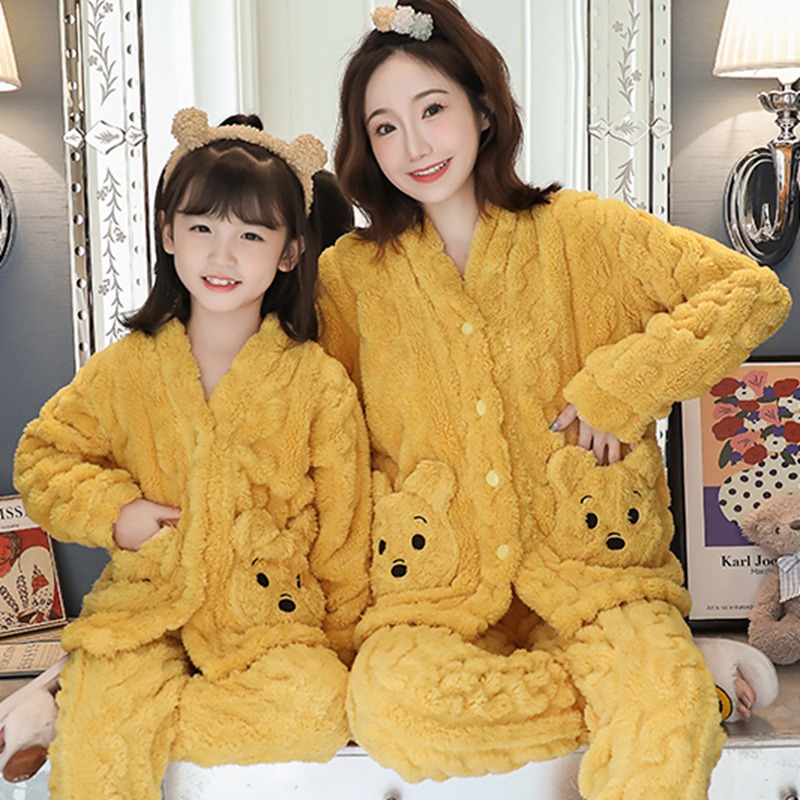 Girls Pajamas Coral Velvet Thickened Parent-child Mother And Daughter Clothes Set — foto 3