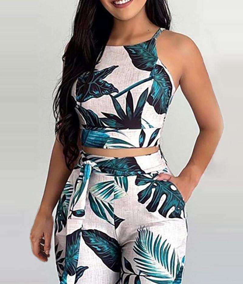 Urban Casual Printed Women's Pants Suit