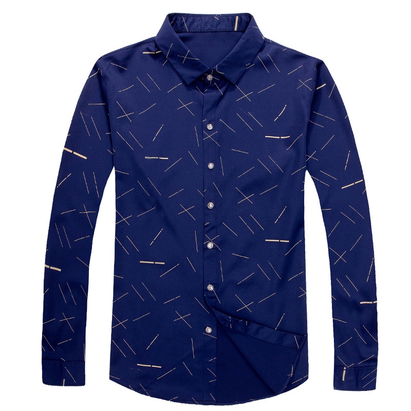 Title 3, Camisa de manga comprida casual slim com estamp...