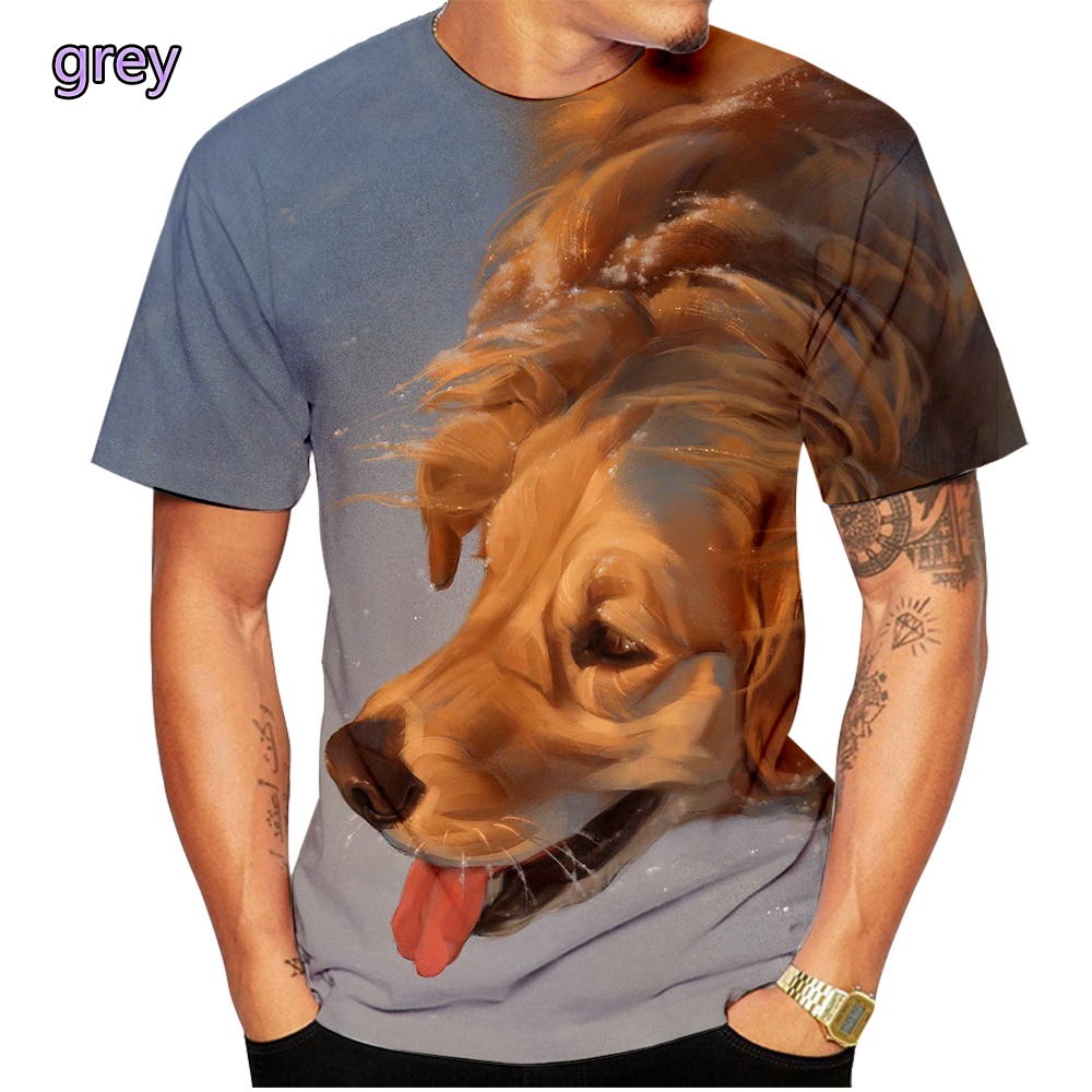 Title 8, Herren Sommer T-Shirt mit süßem Hund 3D-Druck, ...