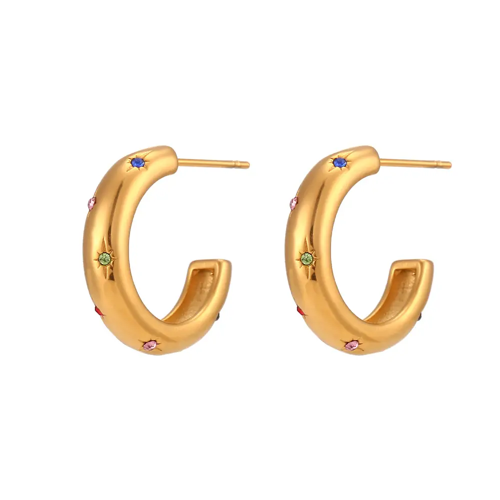 Simple Popular Versatile Ornament Stainless Steel Special Interest Light Luxury Classic Zircon Star Earrings