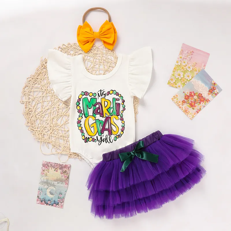 Baby Girl's 2-Piece Set Letter Print Onesie