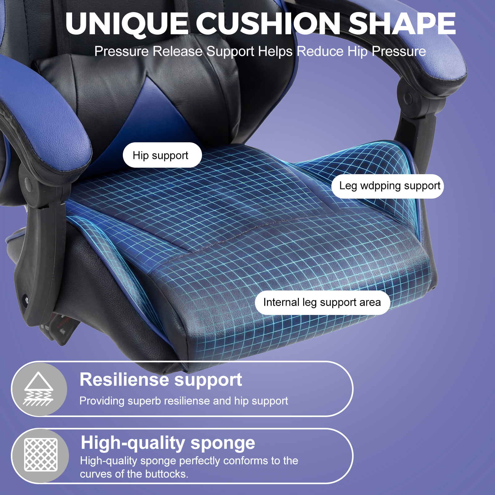 Gaming Reclining Swivel Chair For Adults,Ergonomic Racing PC With Lumbar Support — image 10