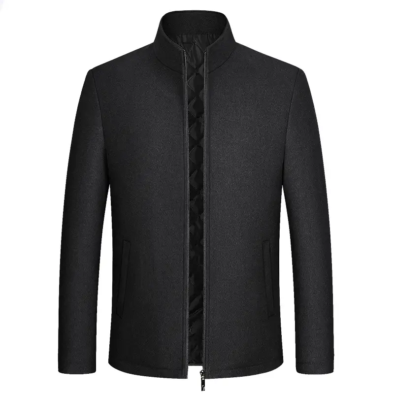 Stand Collar Men's Zipper Sweater Wool Woolen Coat