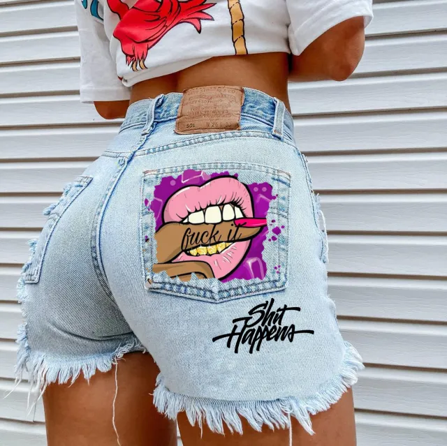 Women's Fashion Ripped Denim Shorts Light Blue - Shop at LoveMi