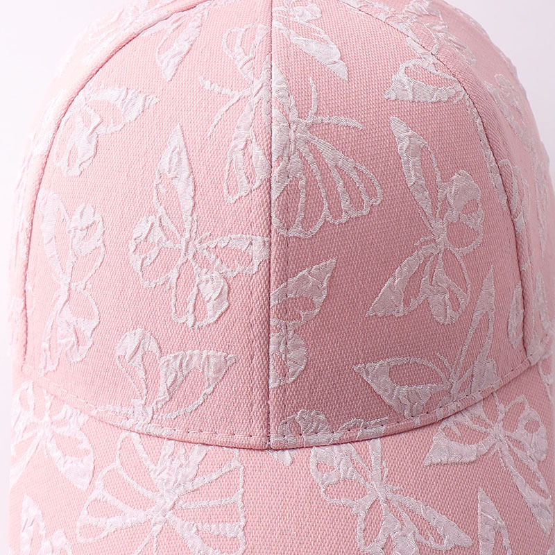 Solid-color Butterfly Printed Adjustable Simple And Sweet Peaked Cap Baseball Cap, Suitable For Couples' Date Shopping