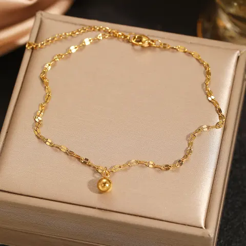 Gold Plated Stainless Steel Dainty Anklet for Women