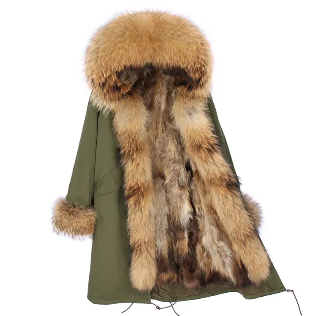 Women's Winter Wool Collar Coat Long Style Overcome Green - Shop at LoveMi