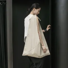 SIMPLE BLACK Original Designer Portable Raw-edged Strap Canvas Bag Shoulder Bag Bag - Black - View 1