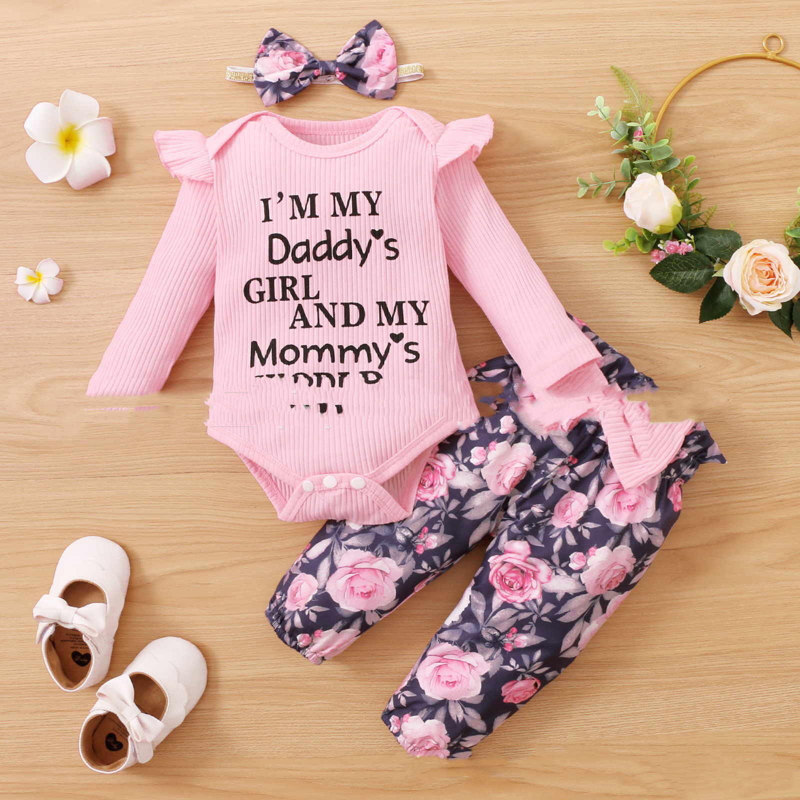 Children's Tight Romper And Printed Trousers Two-piece Set