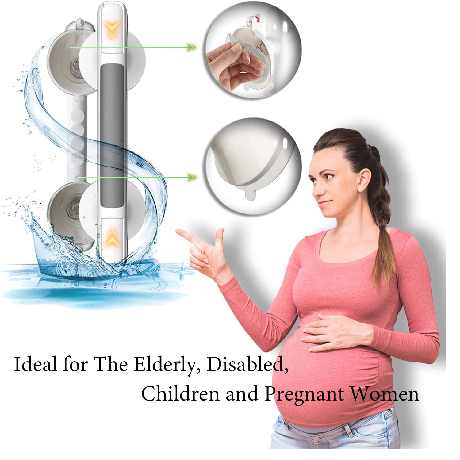 Safety Support Hand Rail Handle Bar Grip Grab Suction Bath Bathroom Shower — image 5