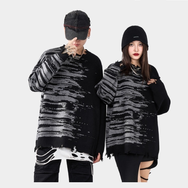 Basic Bottomed Fade Loose Round Neck Sweater