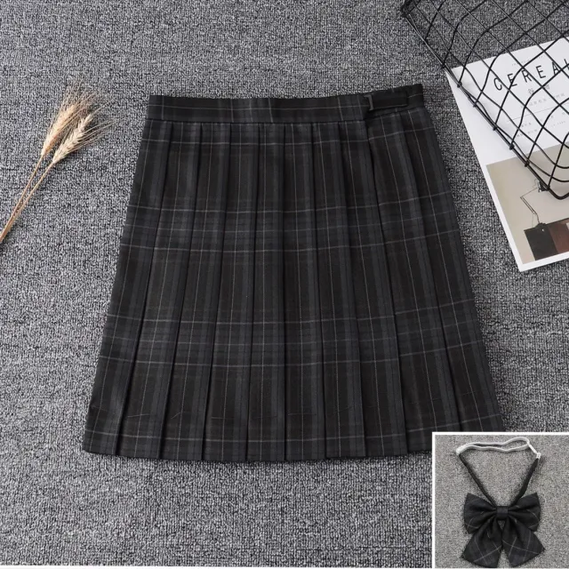 Women's High Waist Plaid Uniform Pleated Skirt Set - Shop at LoveMi