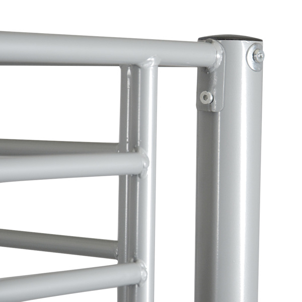 Iron Bed Bunk Bed with Ladder for Kids Twin Size Gray β photo 4