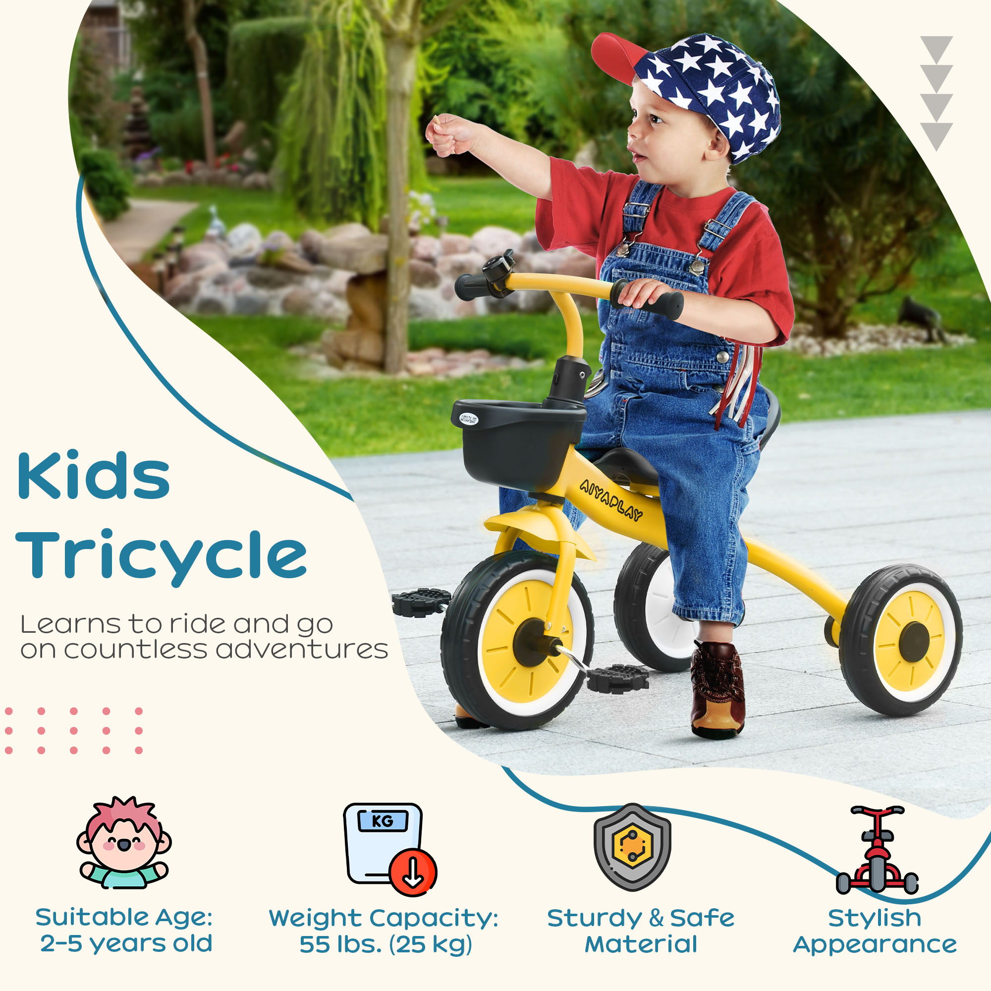 Children's Tricycle With Adjustable Seats, Basket, And Bell, Suitable — image 9
