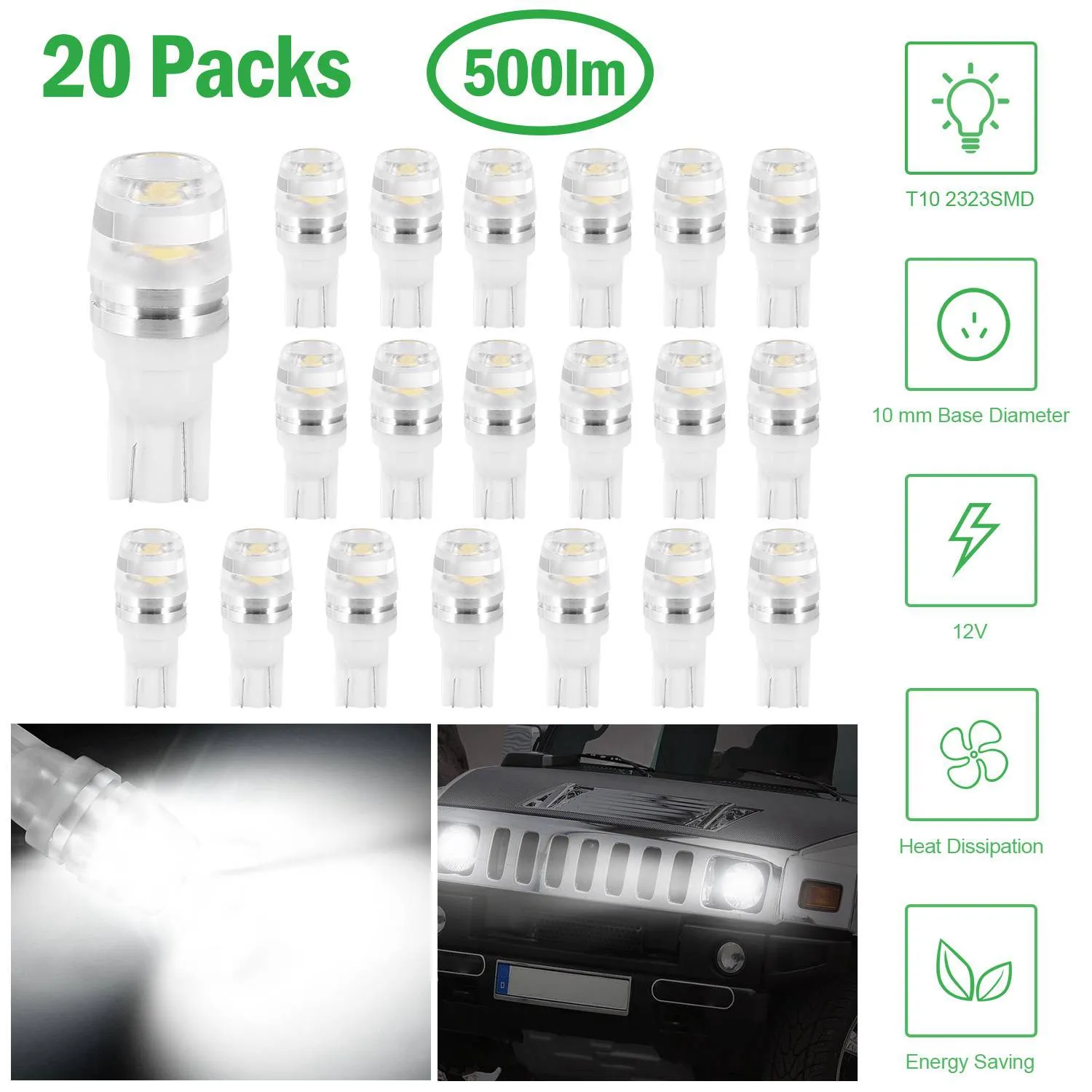 Per Kit LED Car Light Bulbs 500lm