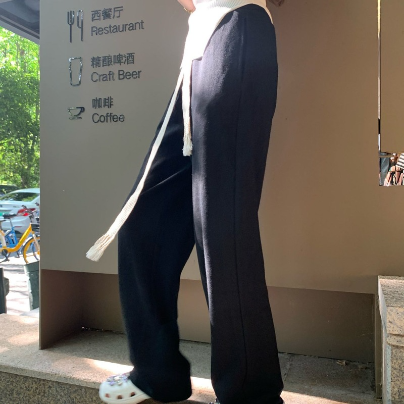 Women's Braided Drawstring Straight Casual Trousers