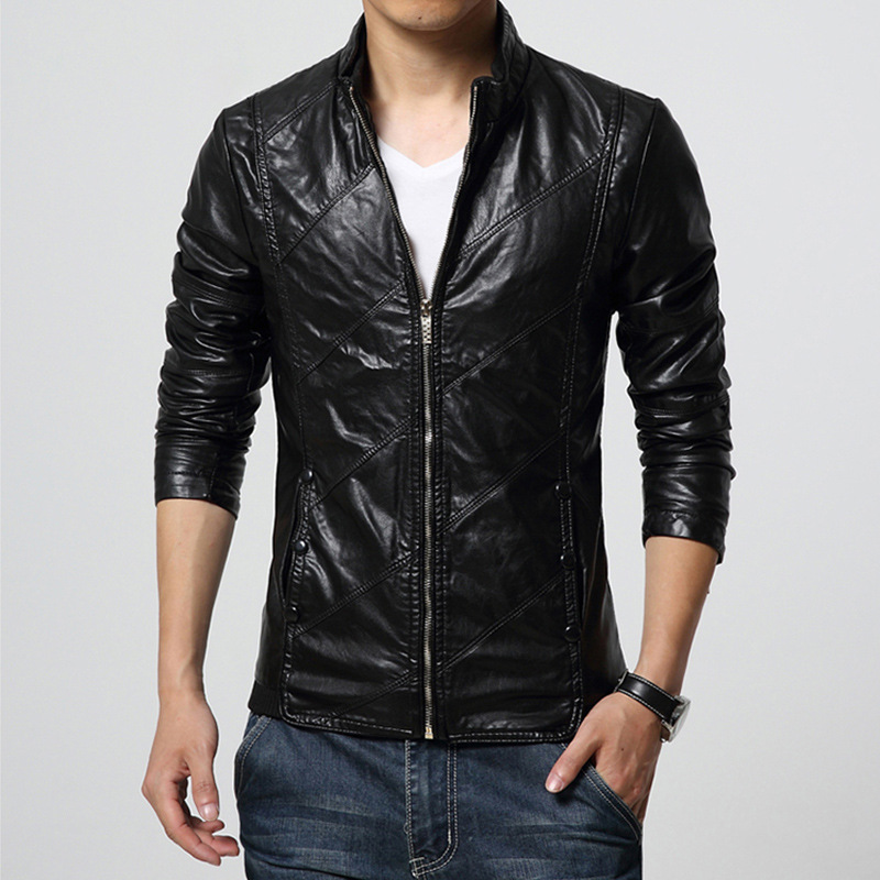 PU Leather Casual  Jacket Large Size Korean Slim
