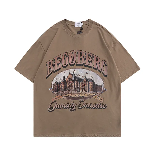 Men's Street Hip Hop Basic Round Neck Half Short Sleeve Coffee - Shop at LoveMi