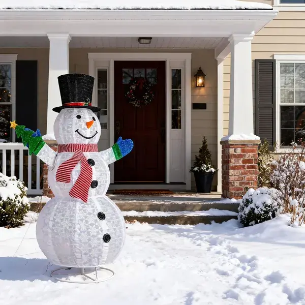 5.7FT Lighted Snowman Holding Small Tree Christmas Yard Decorations, Pre-lit Pull Up Snowman With 200 Warm White LEDs, For Xmas Outdoor Holiday Indoor Decor Lig