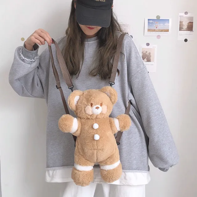 Soft Sister Bear Girl Messenger Bag Shoulders Cute Khaki - Shop at LoveMi