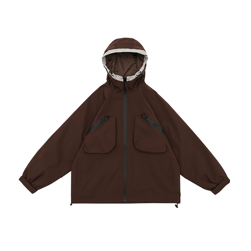 Men's Fashion Retro Contrast Color Outdoor Shell Jacket