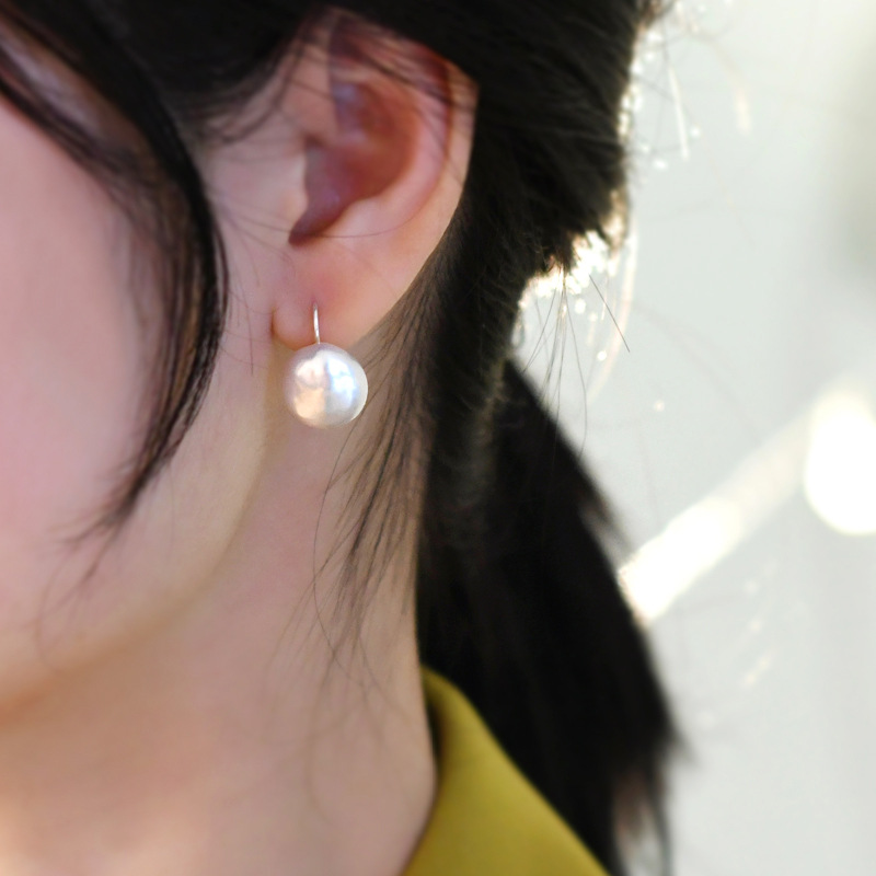 Baroque Button Bead Earrings 925 Silver