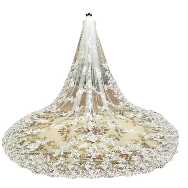 New Pattern Cathedral Length Bridal Lace Veil Ivory - Shop at LoveMi
