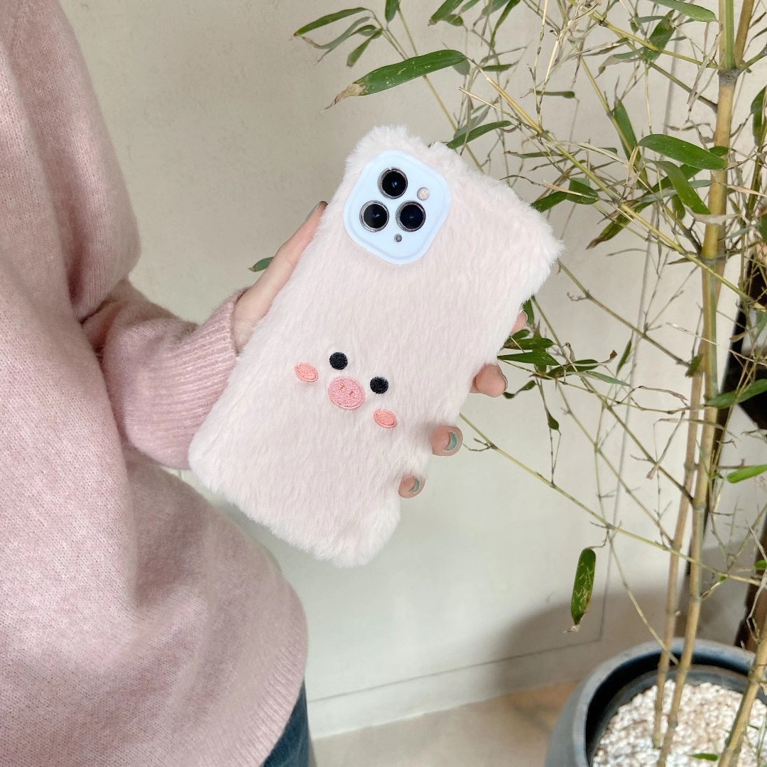 Title 1, Plush Piggy Bear Silicone Mobile Phone Case